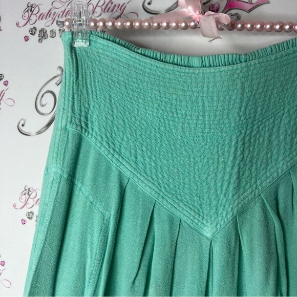 Mahina pants Hawaii Flowy Teal Pants crop capri buttons on side flowy comfy - Picture 3 of 6